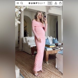 Bumpsuit Pink Off the Shoulder Mesh Dress - Medium